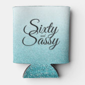 Blue Glitter Ombre 60 en Sassy 60th Birthday Blikjeskoeler (Voorkant)