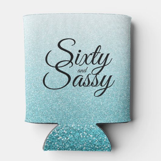 Blue Glitter Ombre 60 en Sassy 60th Birthday Blikjeskoeler (Achterkant)