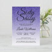 Blue Glitter Ombre 60 en Sassy 60th Birthday Kaart (Staand voorkant)