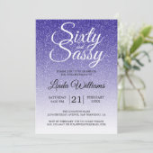 Blue Glitter Ombre 60 en Sassy 60th Birthday Kaart (Staand voorkant)