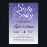 Blue Glitter Ombre 60 en Sassy 60th Birthday Kaart<br><div class="desc">Vier het draaien van 60 in stijl met dit moderne 60e verjaardagsontwerp op een koninklijke blauwe glitter ombre-achtergrond, een chique uitnodiging voor de 60e verjaardag die u eenvoudig kunt personaliseren en verzenden voor uw 60e verjaardagsfeest. De woorden sixty en sassy zijn ingesteld met behulp van modern script. Als u hulp...</div>