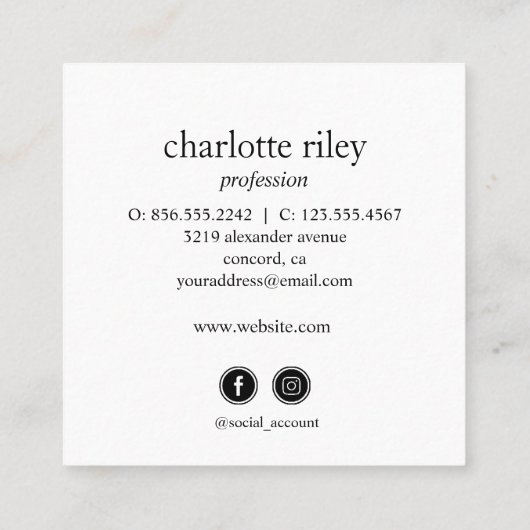 Blue Glitter Ombre Cursive Your Logo social icon Vierkante Visitekaartje (Achterkant)