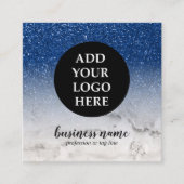 Blue Glitter Ombre Cursive Your Logo social icon Vierkante Visitekaartje (Voorkant)