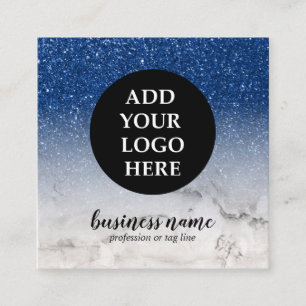 Blue Glitter Ombre Cursive Your Logo social icon Vierkante Visitekaartje