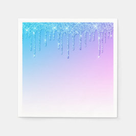 Blue Glitter Ombré Glam Sparkles Party Servet
