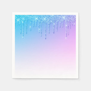 Blue Glitter Ombré Glam Sparkles Party Servet