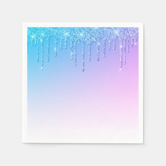 Blue Glitter Ombré Glam Sparkles Party Servet (Voorkant)