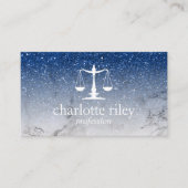 Blue Glitter Ombre Justice Scale Attorney Lawyer Visitekaartje (Voorkant)