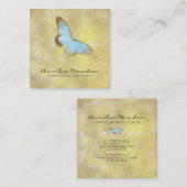 *~* Blue Glitter Pastel Gilded Butterfly Fantasy Vierkante Visitekaartje (Voorkant / Achterkant)