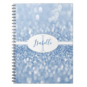 Blue Glitter Personaliseer Notitieboek (Voorkant)