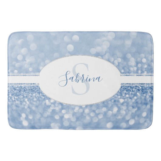 Blue Glitter Personaliseert Bath Mat (Voorkant)