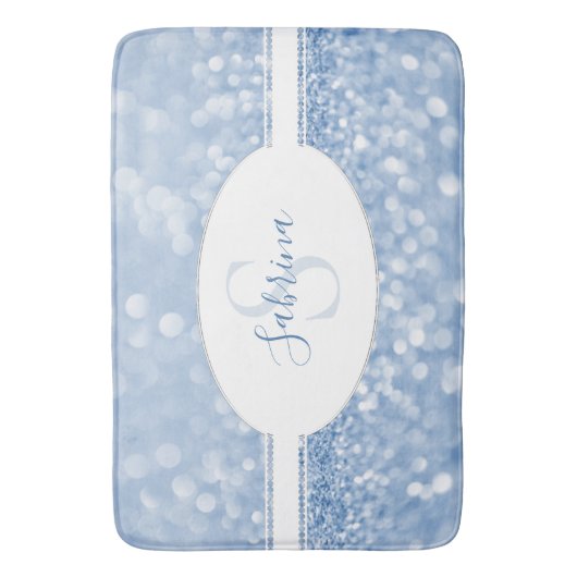 Blue Glitter Personaliseert Bath Mat (Voorkant Verticaal)