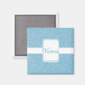 Blue Glitter Personaliseert Magnet (Voorkant / Achterkant)
