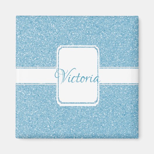 Blue Glitter Personaliseert Magnet (Voorkant)