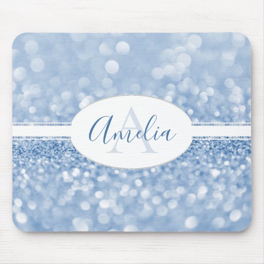 Blue Glitter Personaliseert Muismat (Voorkant)