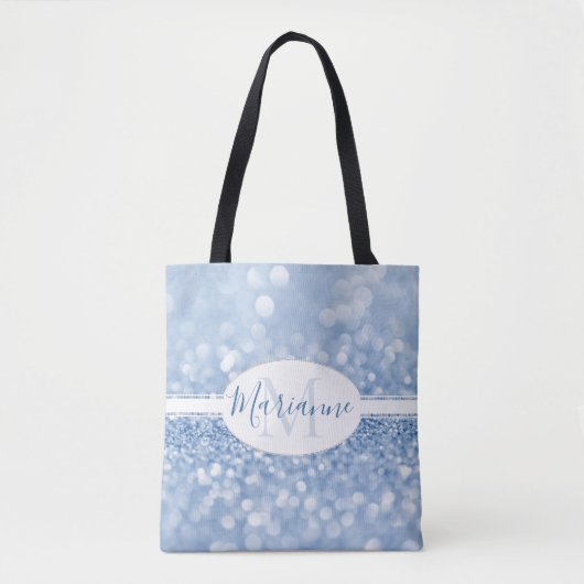 Blue Glitter Personalize Canvas tas (Voorkant)