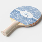 Blue Glitter Personalize Ping Pong Paddle Tafeltennisbatje (Voorkant Gekanteld)