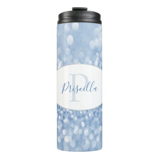 Blue Glitter Personalize Thermal Tumbler Thermosbeker (Voorkant)