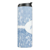 Blue Glitter Personalize Thermal Tumbler Thermosbeker (Gedraaid links)