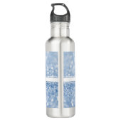 Blue Glitter Personalize Water Bottle Waterfles (Achterkant)
