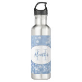 Blue Glitter Personalize Water Bottle Waterfles (Voorkant)
