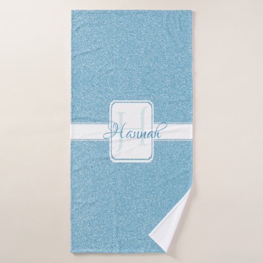 Blue Glitter Personalized Bath Towels Bad Handdoek (Badhanddoek)