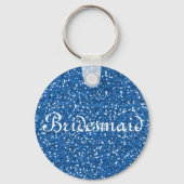 Blue Glitter Personalized Bridesmaid Sleutelhanger (Voorkant)