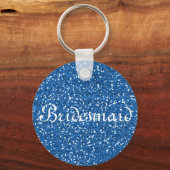 Blue Glitter Personalized Bridesmaid Sleutelhanger (Voorkant)