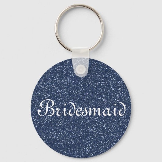 Blue Glitter Personalized Bridesmaid Sleutelhanger (Voorkant)