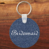 Blue Glitter Personalized Bridesmaid Sleutelhanger (Voorkant)