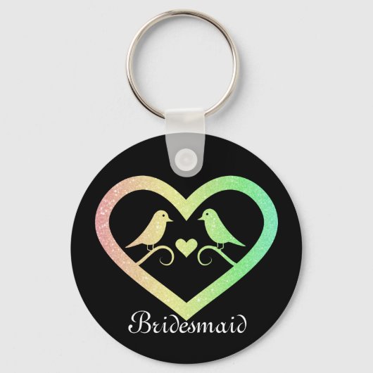 Blue Glitter Personalized Bridesmaid Sleutelhanger (Voorkant)