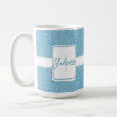 Blue Glitter Personalized Coffee Mok (Links)