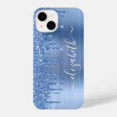 Blue Glitter Personalized iPhone Hoesje (Achterkant)