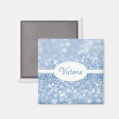 Blue Glitter Personalized Magnet (Voorkant / Achterkant)