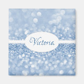 Blue Glitter Personalized Magnet (Voorkant)