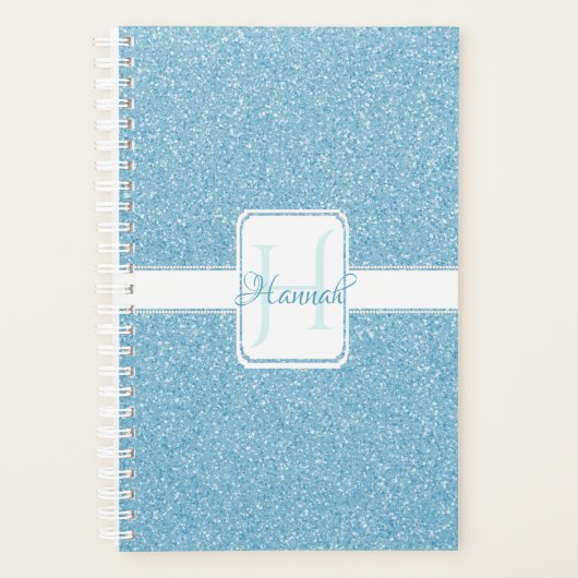 Blue Glitter Personalized Planner (Voorkant)