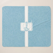 Blue Glitter Personalized Sherpa Blanket Deken (Voorkant (horizontaal))