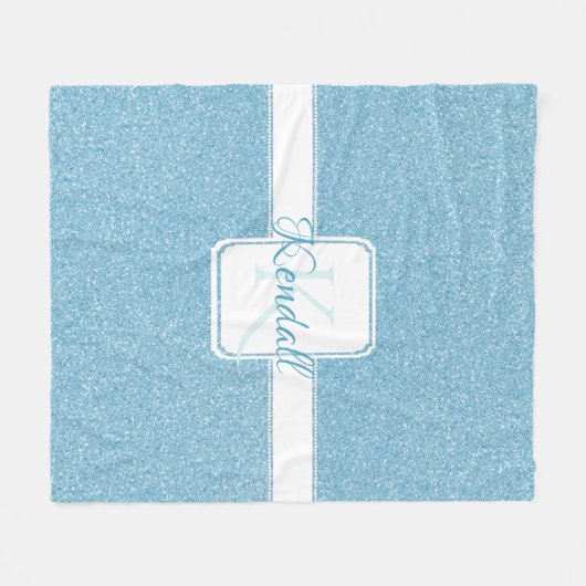 Blue Glitter Personalized Throw Blanket Fleece Deken (Voorkant (Horizontaal))