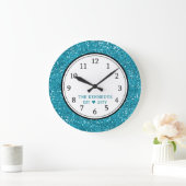 Blue Glitter persoonlijke familie Grote Klok (Huis)