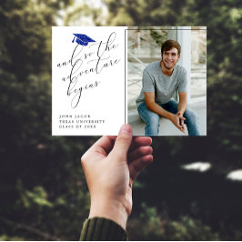 Blue Glitter Pet Citaten Foto Modern Afstuderen Aankondiging