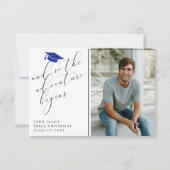 Blue Glitter Pet Citaten Foto Modern Afstuderen Aankondiging (Voorkant)