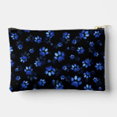 Blue Glitter Pet Paw print op zwarte achtergrond Etui (Achterkant)