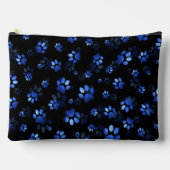 Blue Glitter Pet Paw print op zwarte achtergrond Etui (Voorkant)