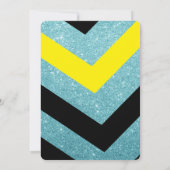 Blue Glitter Pineapple Chic Wedding Shower Invite Kaart (Achterkant)