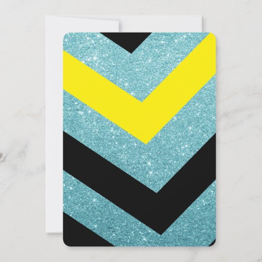 Blue Glitter Pineapple Chic Wedding Shower Invite Kaart (Achterkant)