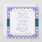Blue Glitter Polka Dot Baby shower Invitation Kaart (Achterkant)