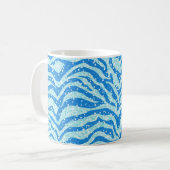 Blue Glitter Print Zebra Stripe Bling Patroon Koffiemok (Voorkant links)