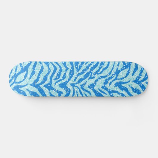 Blue Glitter Print Zebra Stripe Patroon Skateboard (Horizontaal)