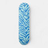 Blue Glitter Print Zebra Stripe Patroon Skateboard (Voorkant)