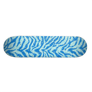 Blue Glitter Print Zebra Stripe Patroon Skateboard